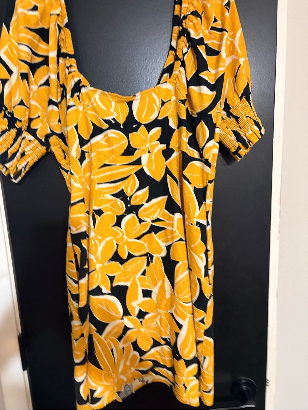 Who What Wear Yellow and Black Floral Midi Dress Sz XL - Picture 4 of 11
